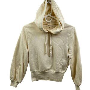 NWOT MADEWELL Hoodie Women Size XS Bubble Sleeve Outdoor Cream Cropped Sweater